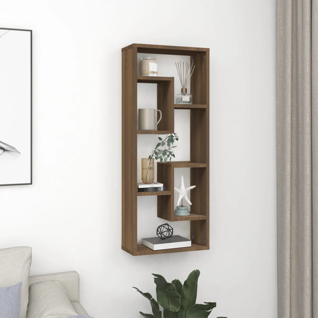 Berkfield Wall Shelf Brown Oak 36x16x90 cm Engineered Wood
