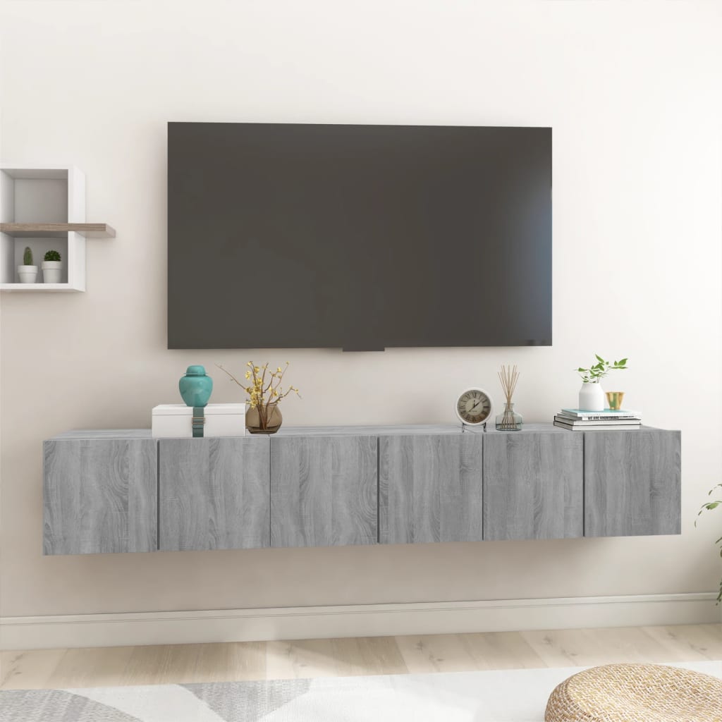 Berkfield Hanging TV Cabinet Grey Sonoma 3 pcs 60x30x30 cm Engineered Wood
