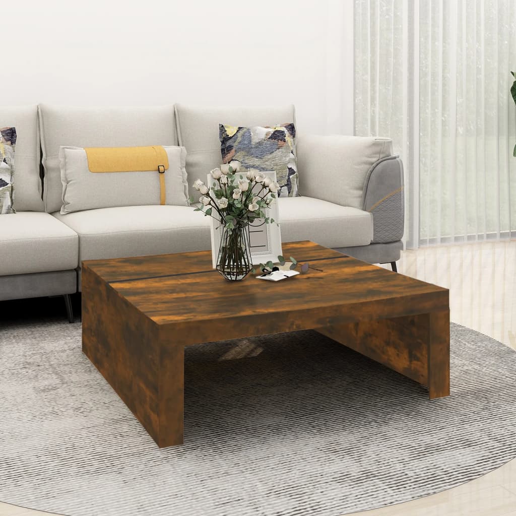 Berkfield Coffee Table Smoked Oak 100x100x35 cm Engineered Wood