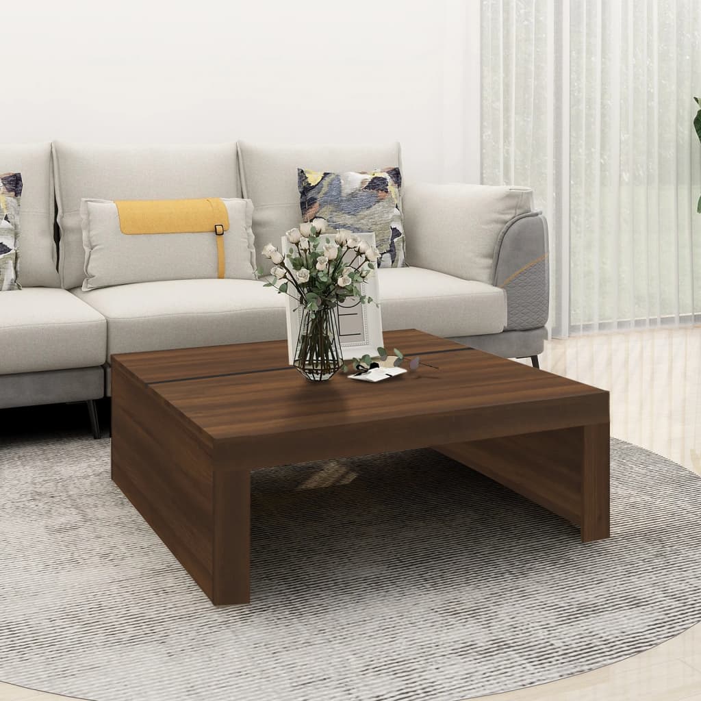 Berkfield Coffee Table Brown Oak 100x100x35 cm Engineered Wood