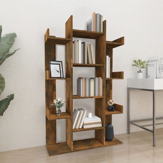 Berkfield Book Cabinet Smoked Oak 86x25.5x140 cm Engineered Wood