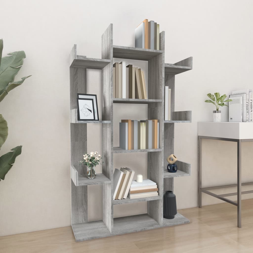 Berkfield Book Cabinet Grey Sonoma 86x25.5x140 cm Engineered Wood