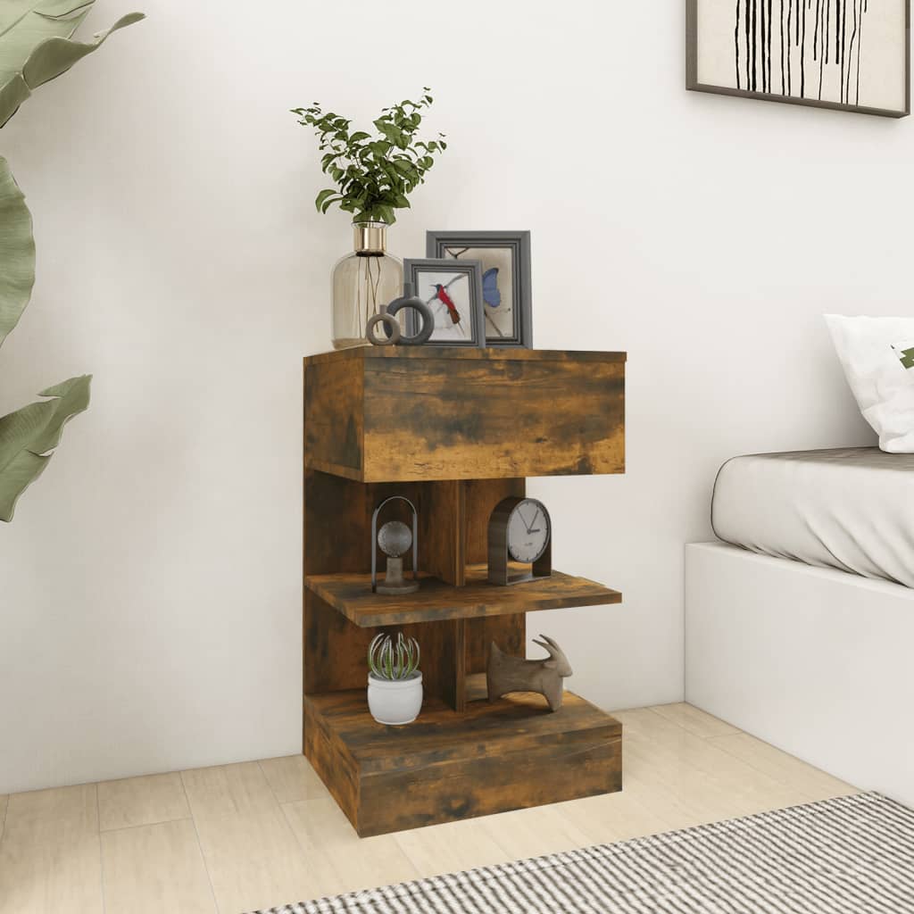 Berkfield Bedside Cabinets 2 pcs Smoked Oak 40x35x65 cm Engineered Wood