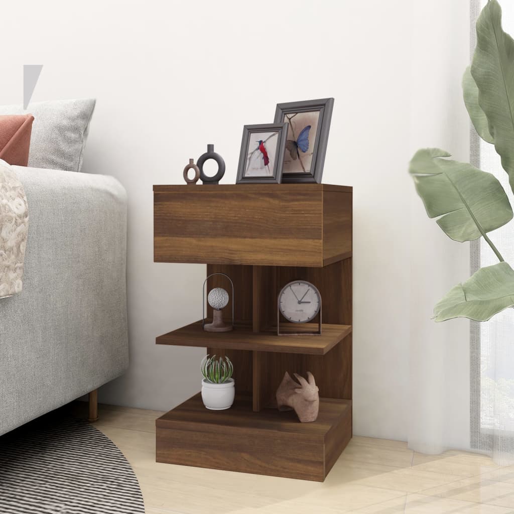 Berkfield Bedside Cabinet Brown Oak 40x35x65 cm Engineered Wood