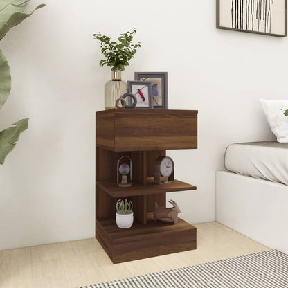 Berkfield Bedside Cabinet Brown Oak 40x35x65 cm Engineered Wood
