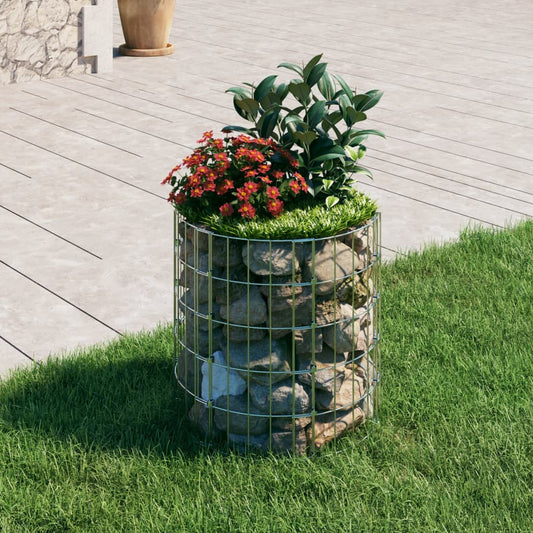 Berkfield Circular Gabion Pole Galvanised Steel �_�”�_50x50 cm