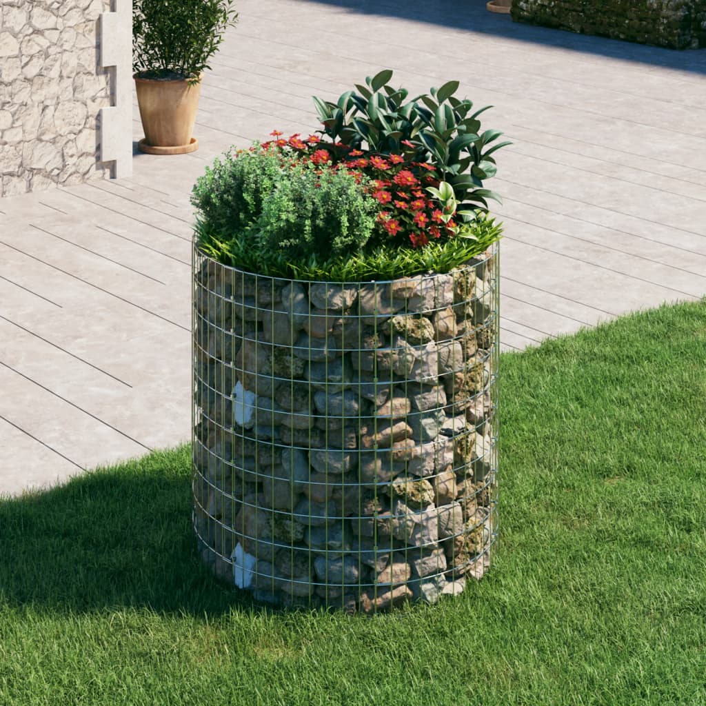 Berkfield Circular Gabion Pole Galvanised Steel �_�”�_100x100 cm