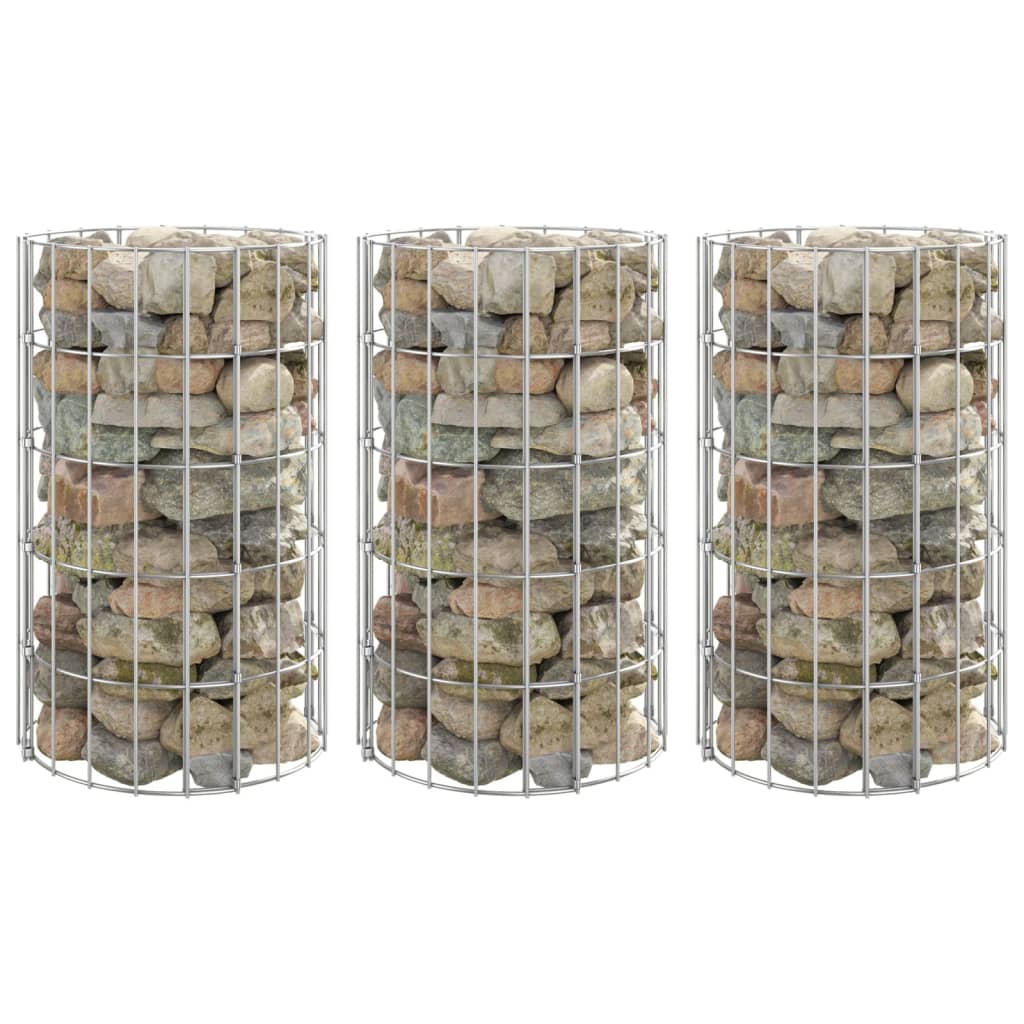 Berkfield Circular Gabion Raised Beds 3 pcs Galvanised Steel �â�_30x50 cm