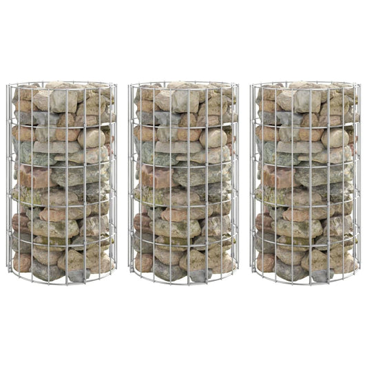 Berkfield Circular Gabion Raised Beds 3 pcs Galvanised Steel �â�_30x50 cm