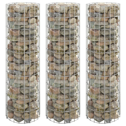 Berkfield Circular Gabion Raised Beds 3 pcs Galvanised Steel �_�”�_30x100 cm