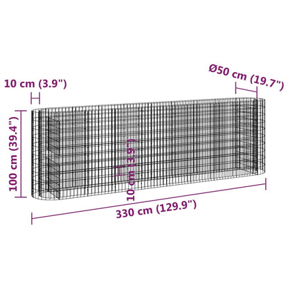 Berkfield Gabion Raised Bed Galvanised Iron 330x50x100 cm