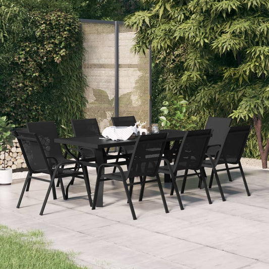 Berkfield 9 Piece Garden Dining Set Black