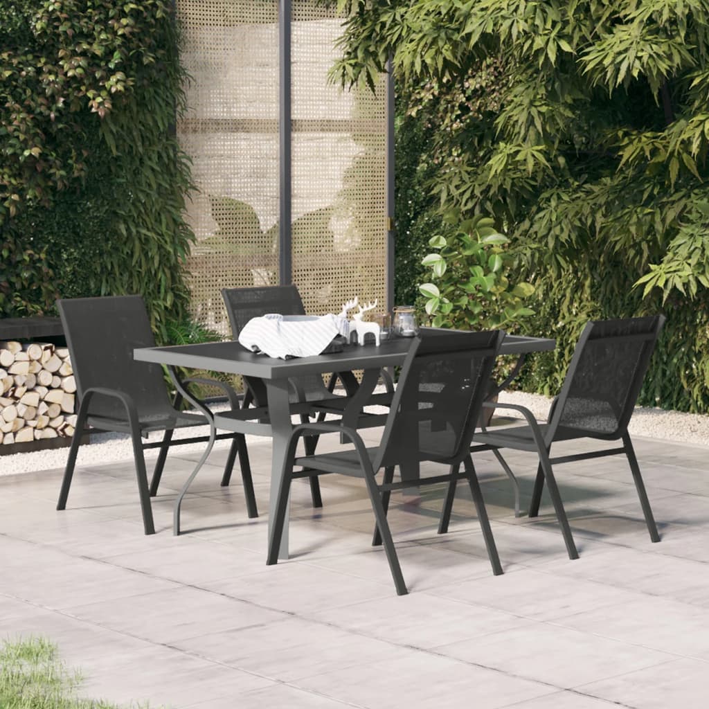 Berkfield 5 Piece Garden Dining Set Grey and Black