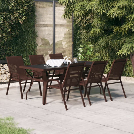 Berkfield 7 Piece Garden Dining Set Brown and Black
