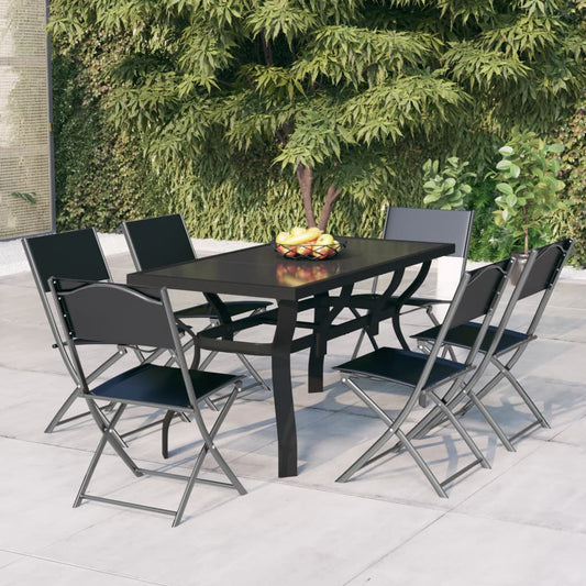 Berkfield 7 Piece Garden Dining Set Grey and Black