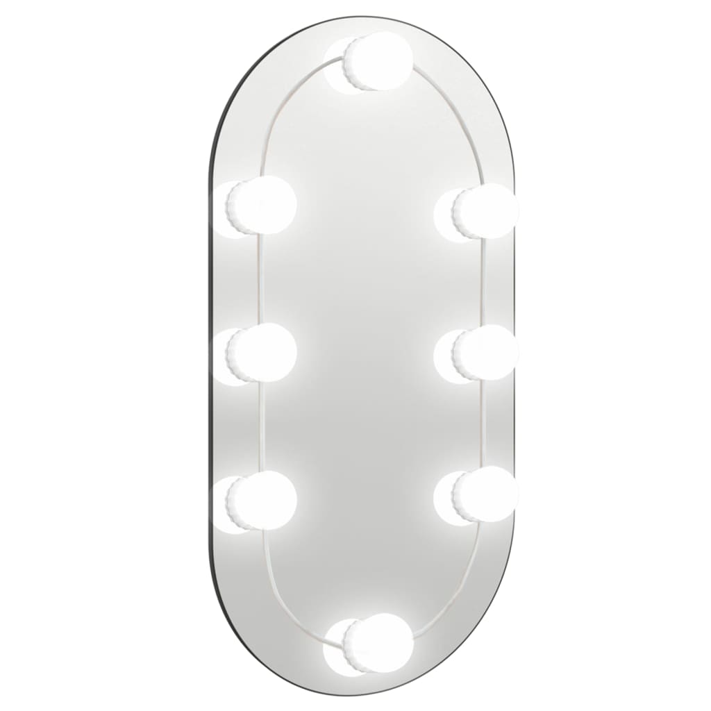 Berkfield Mirror with LED Lights 40x20 cm Glass Oval