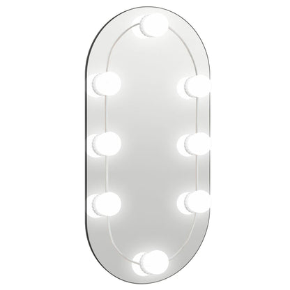 Berkfield Mirror with LED Lights 40x20 cm Glass Oval