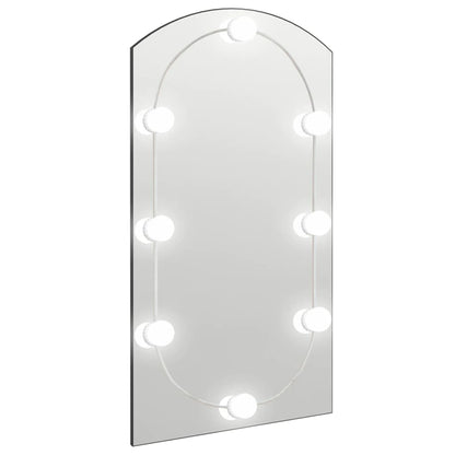 Berkfield Mirror with LED Lights 90x45 cm Glass Arch