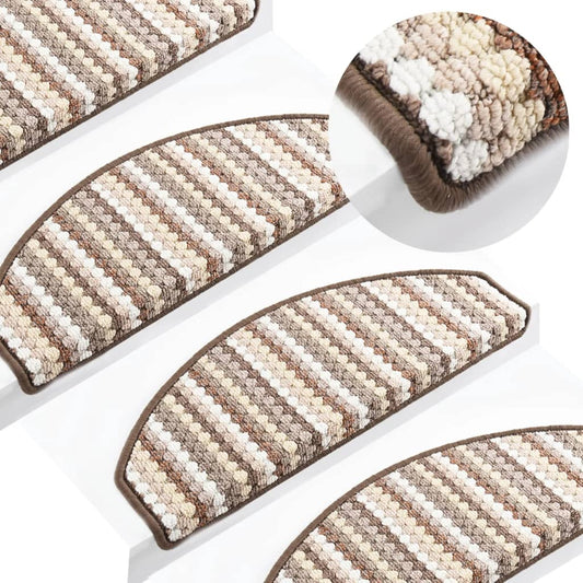 Berkfield Stair Mats Self-adhesive 15 pcs 65x24x4 cm Multicolour Brown