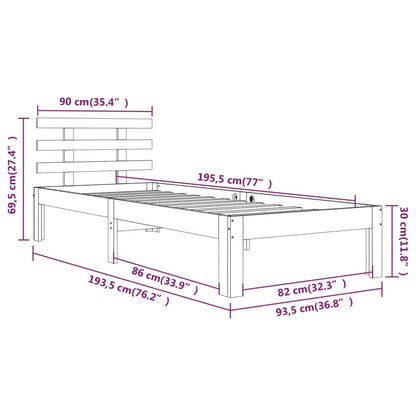 Berkfield Bed Frame Solid Wood 90x190 cm Single