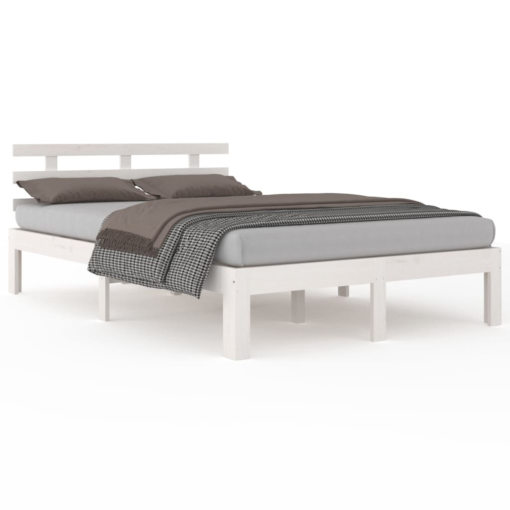 Berkfield Bed Frame White Solid Wood 120x190 cm Small Double
