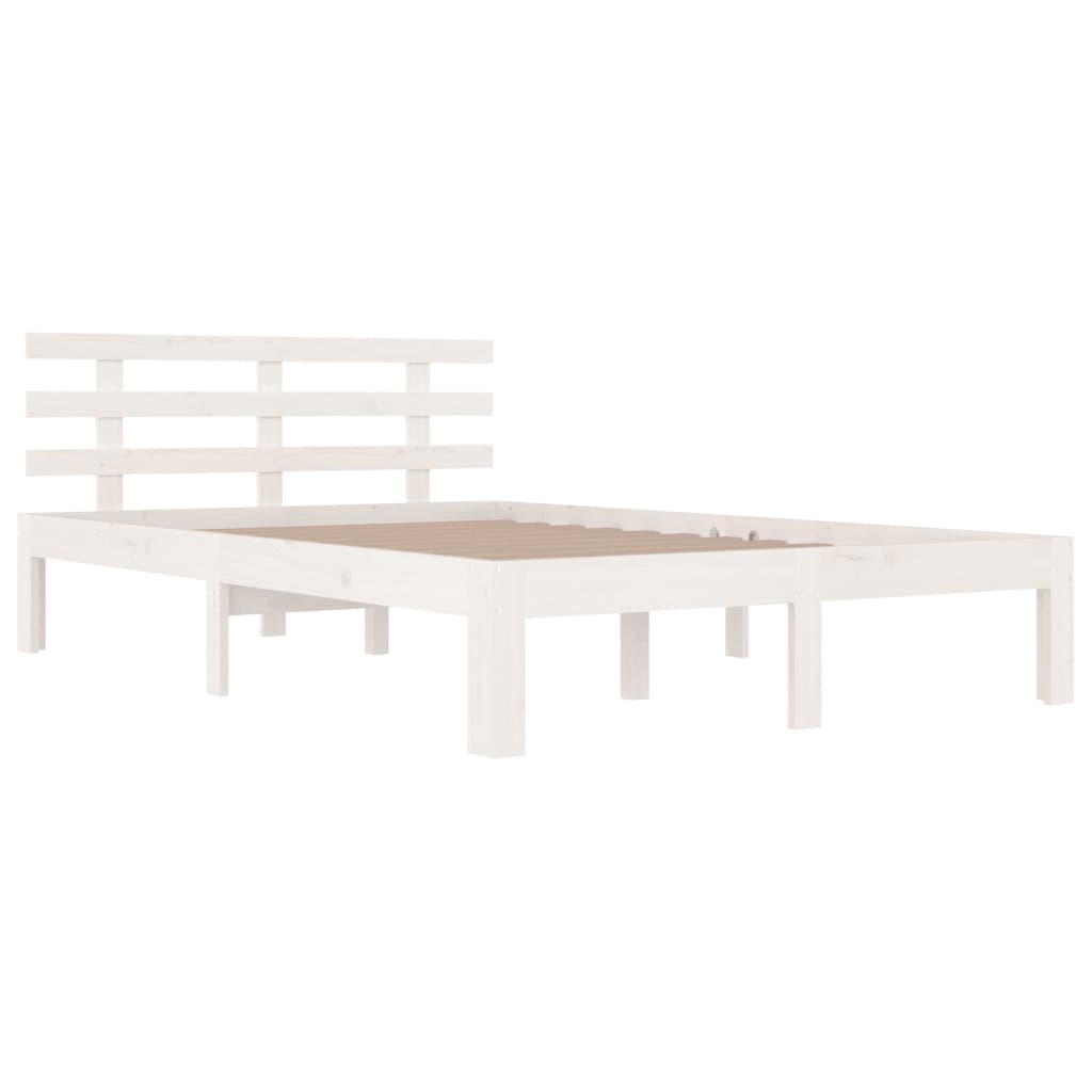 Berkfield Bed Frame White Solid Wood 120x190 cm Small Double