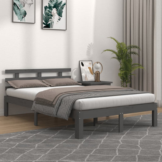 Berkfield Bed Frame Grey Solid Wood 120x190 cm Small Double
