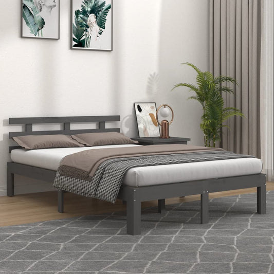 Berkfield Bed Frame Grey Solid Wood 140x190 cm
