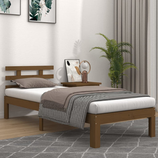 Berkfield Bed Frame Honey Brown Solid Wood 90x200 cm