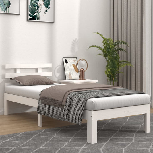Berkfield Bed Frame White Solid Wood 100x200 cm