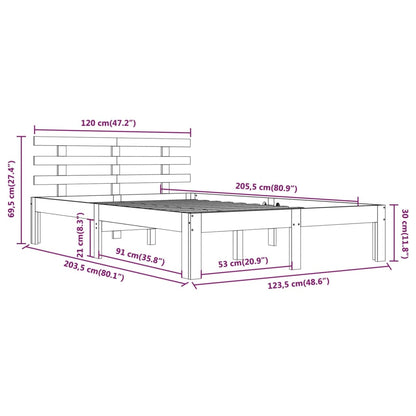 Berkfield Bed Frame White Solid Wood 120x200 cm