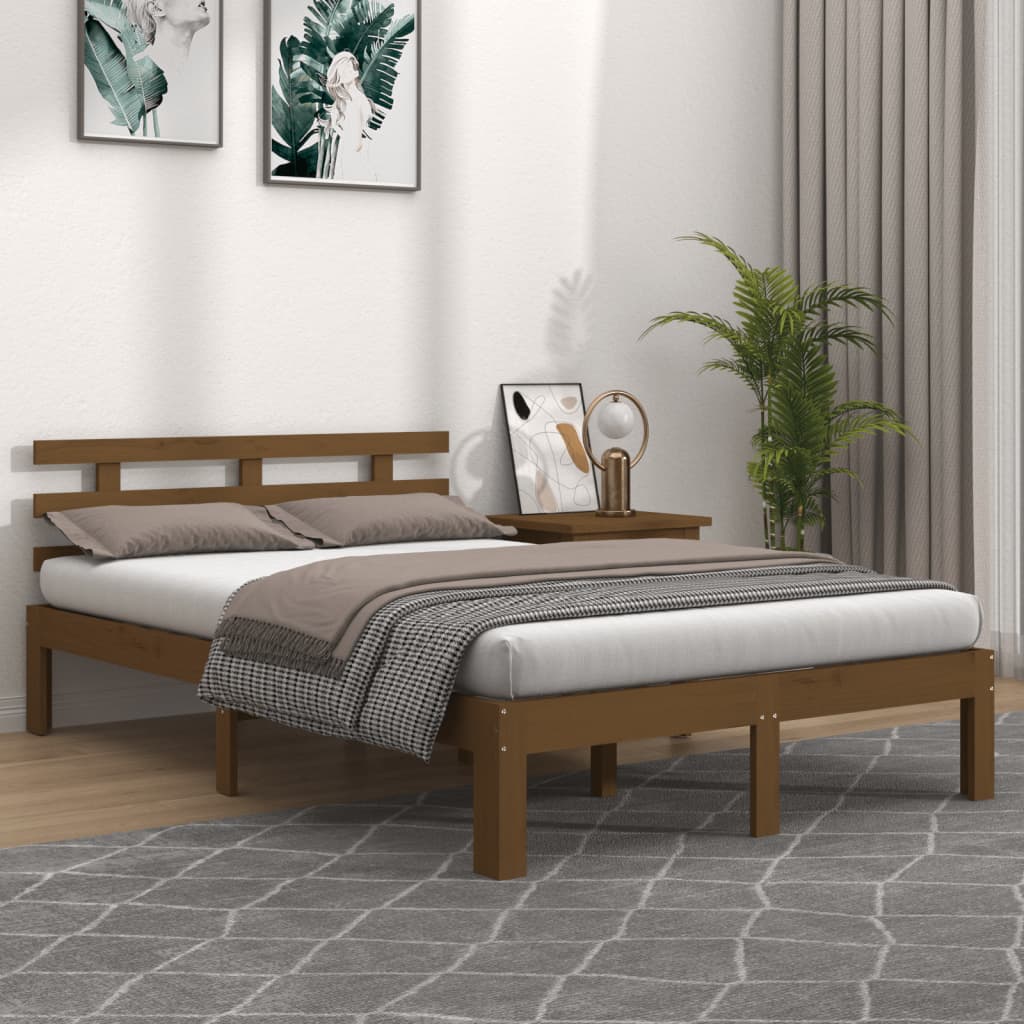 Berkfield Bed Frame Honey Brown Solid Wood 120x200 cm