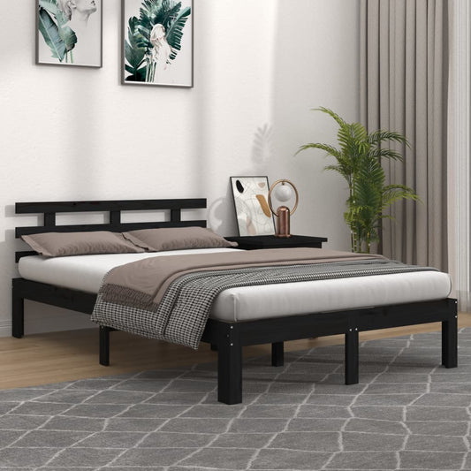 Berkfield Bed Frame Black Solid Wood 120x200 cm