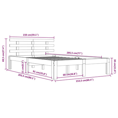 Berkfield Bed Frame Solid Wood 150x200 cm King Size