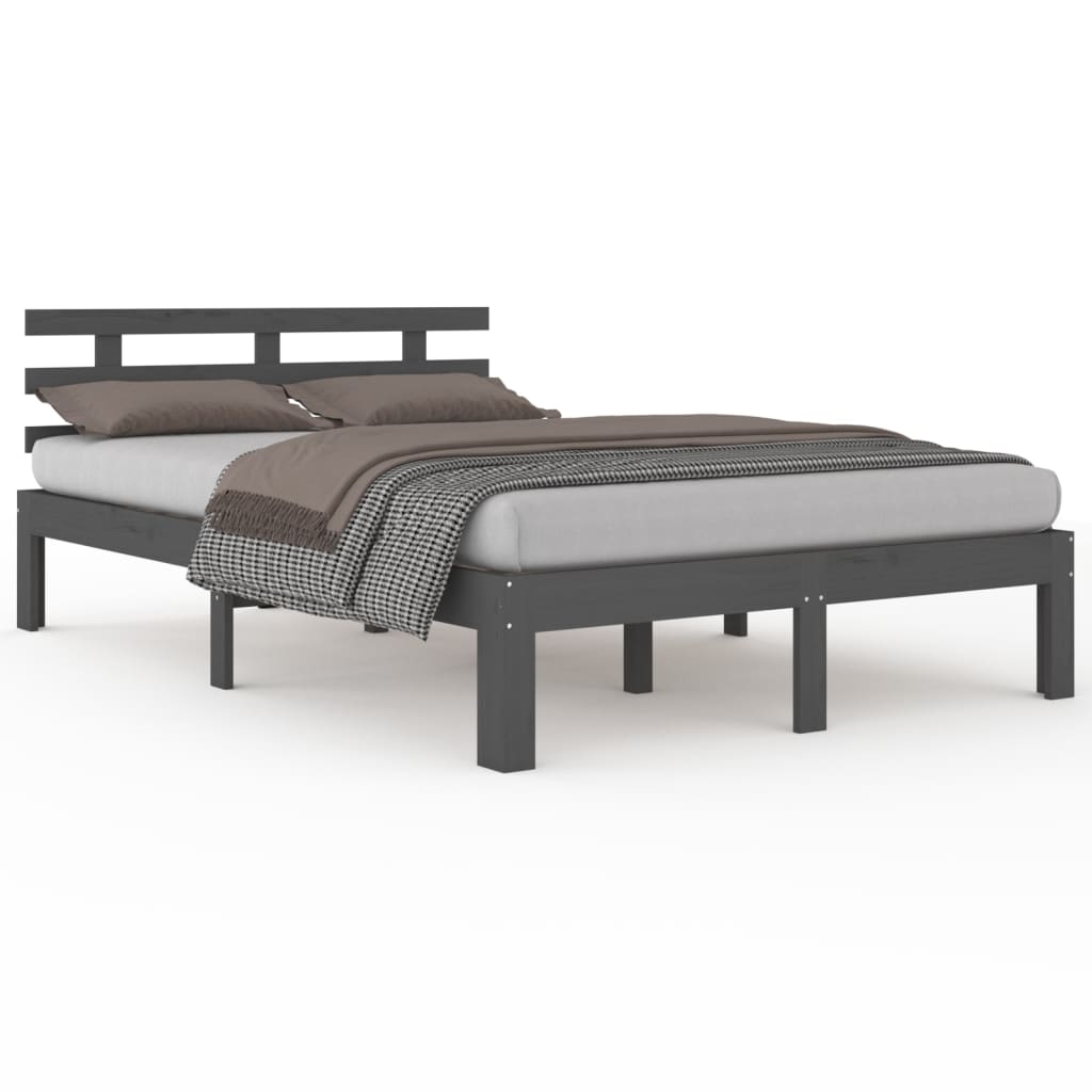 Berkfield Bed Frame Grey Solid Wood 180x200 cm Super King Size
