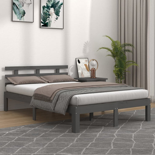 Berkfield Bed Frame Grey Solid Wood 200x200 cm