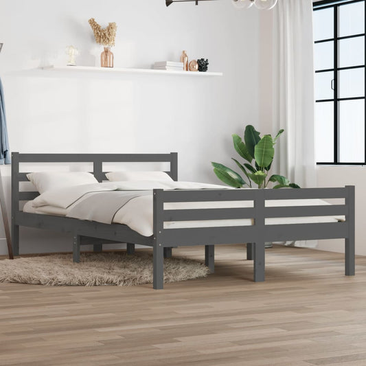 Berkfield Bed Frame Grey Solid Wood 120x190 cm Small Double