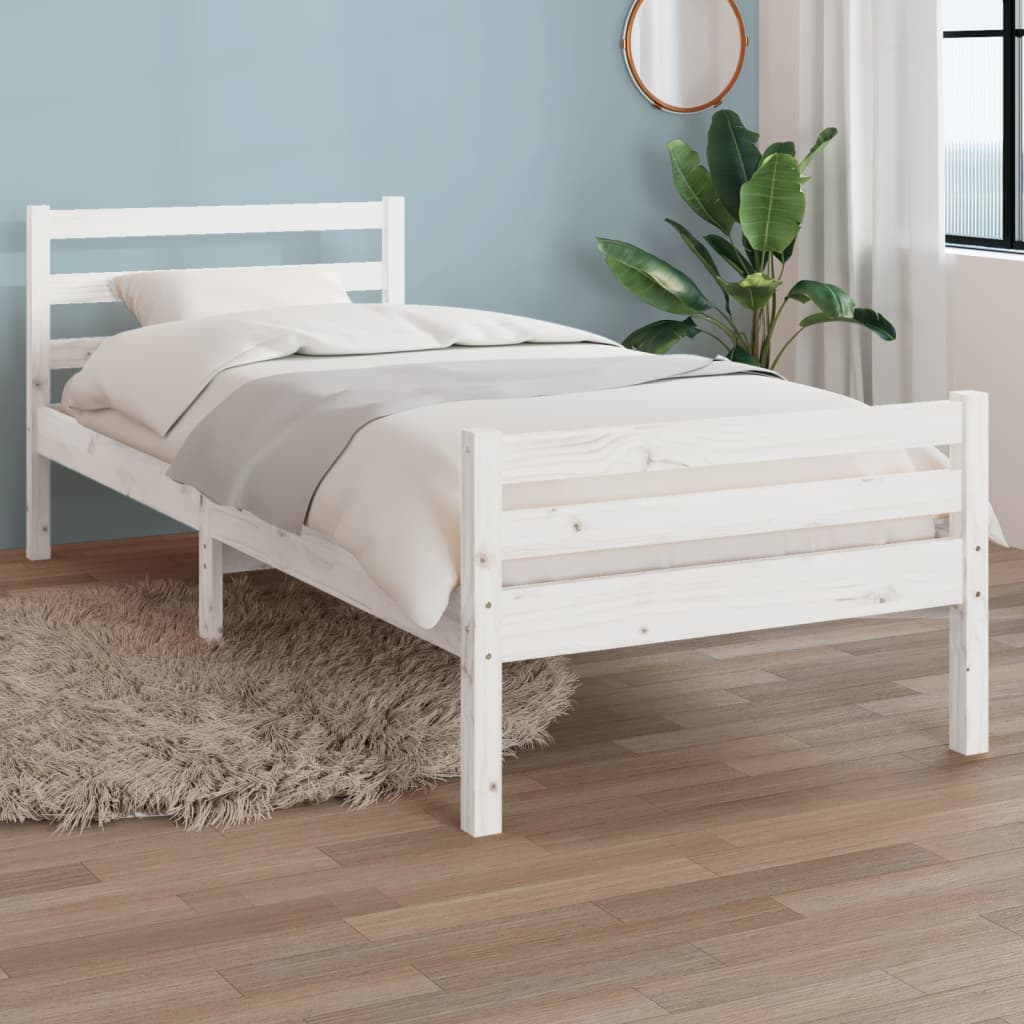 Berkfield Bed Frame White Solid Wood 90x200 cm