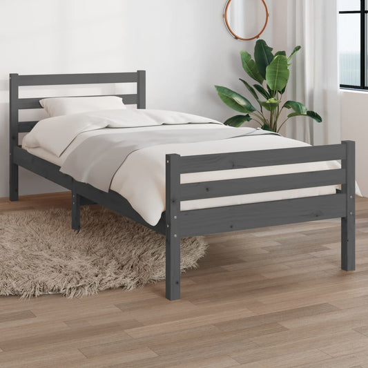 Berkfield Bed Frame Grey Solid Wood 90x200 cm
