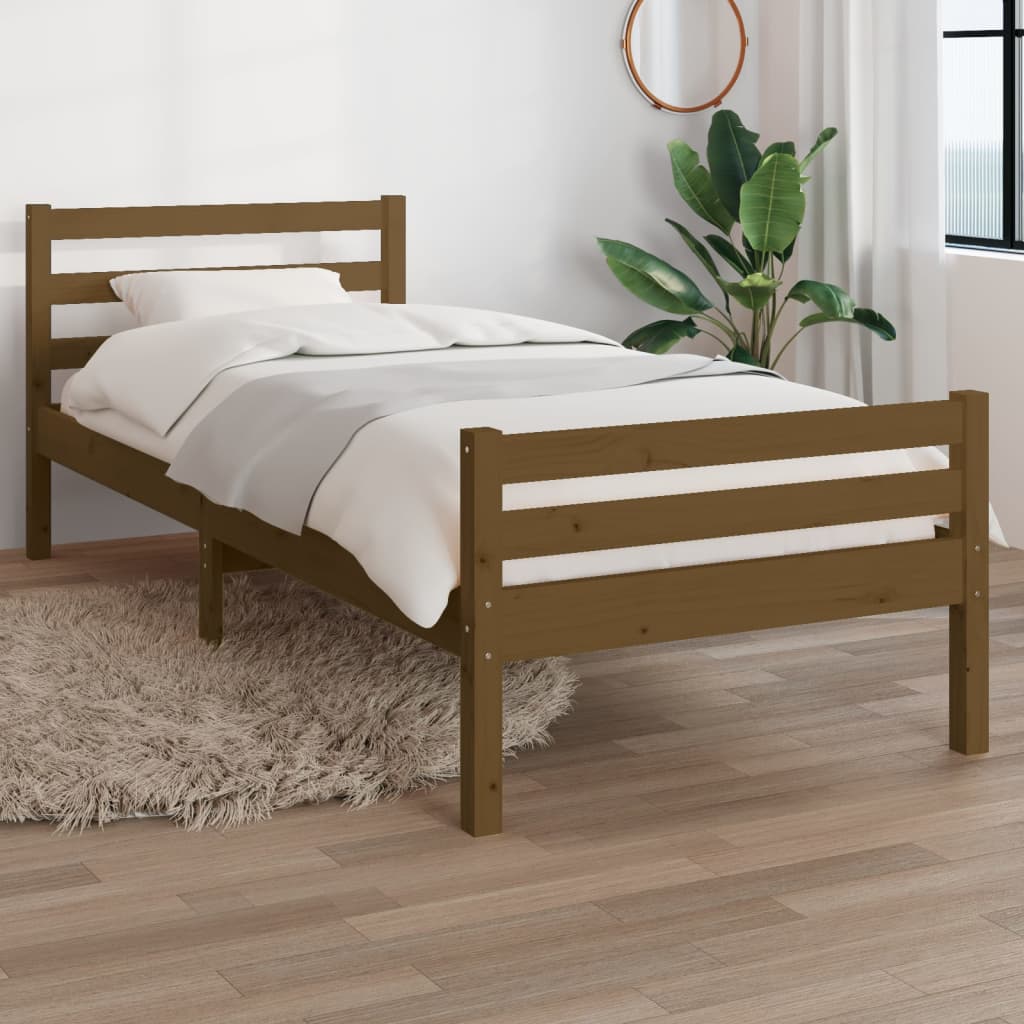 Berkfield Bed Frame Honey Brown Solid Wood 90x200 cm