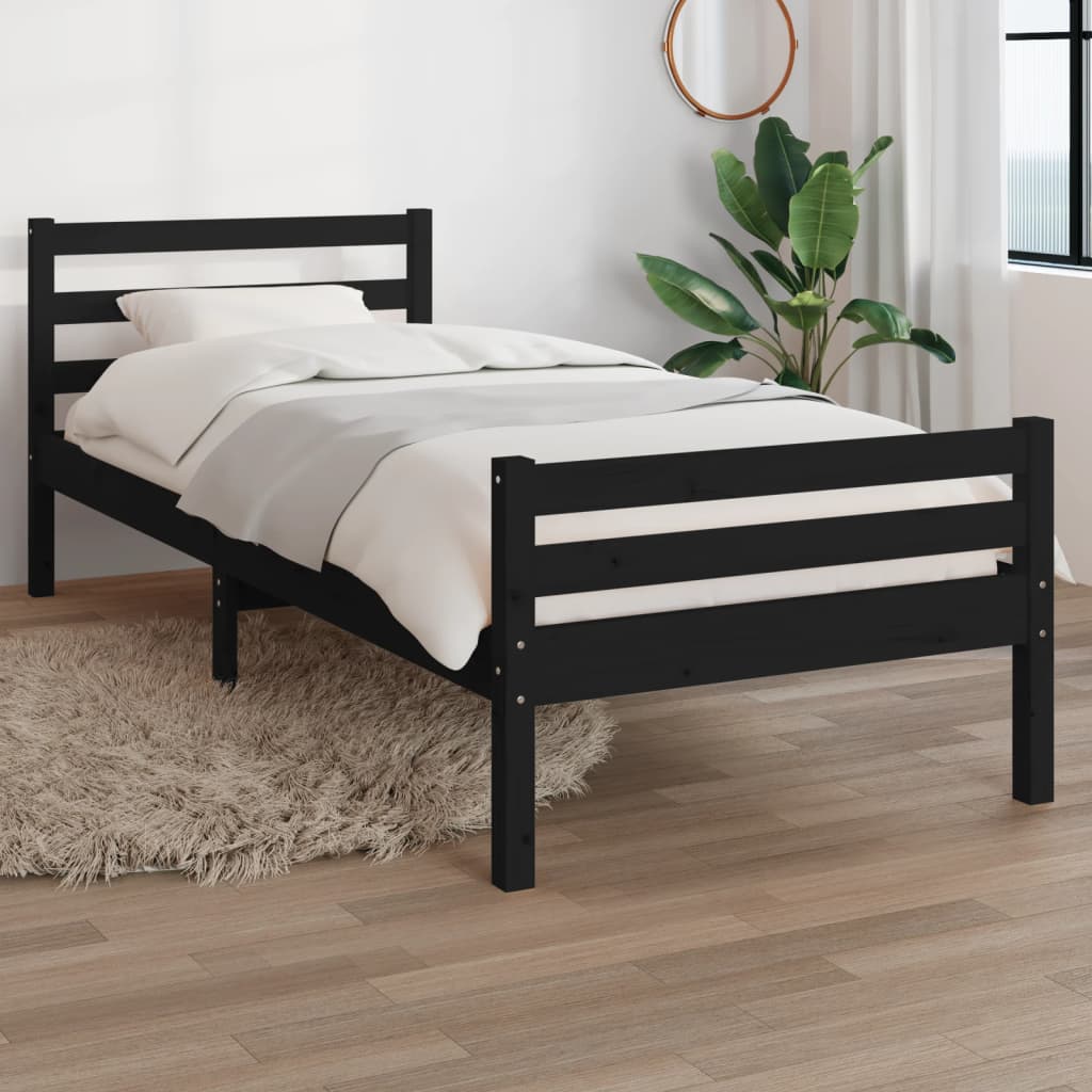 Berkfield Bed Frame Black Solid Wood 90x200 cm