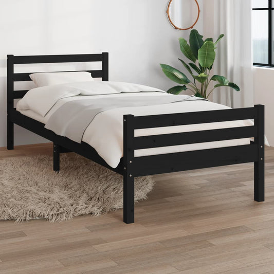 Berkfield Bed Frame Black Solid Wood 90x200 cm