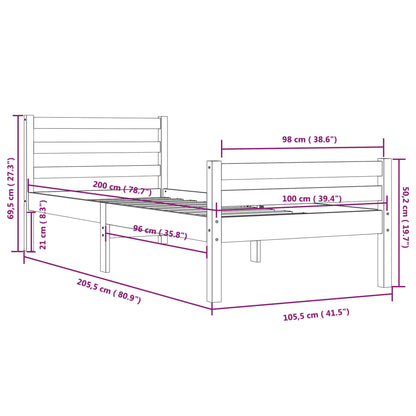 Berkfield Bed Frame Solid Wood 100x200 cm