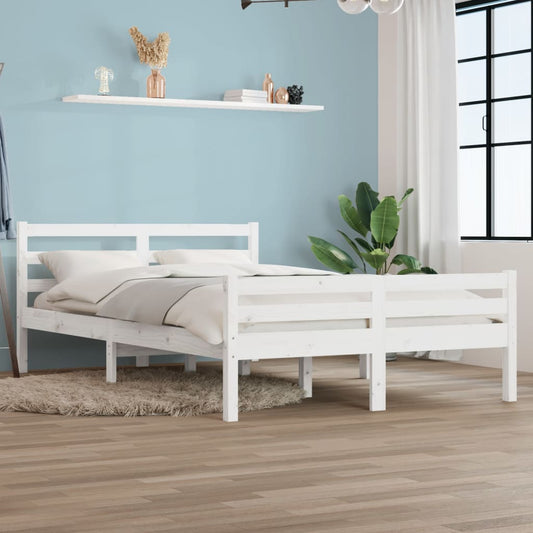Berkfield Bed Frame White Solid Wood 120x200 cm