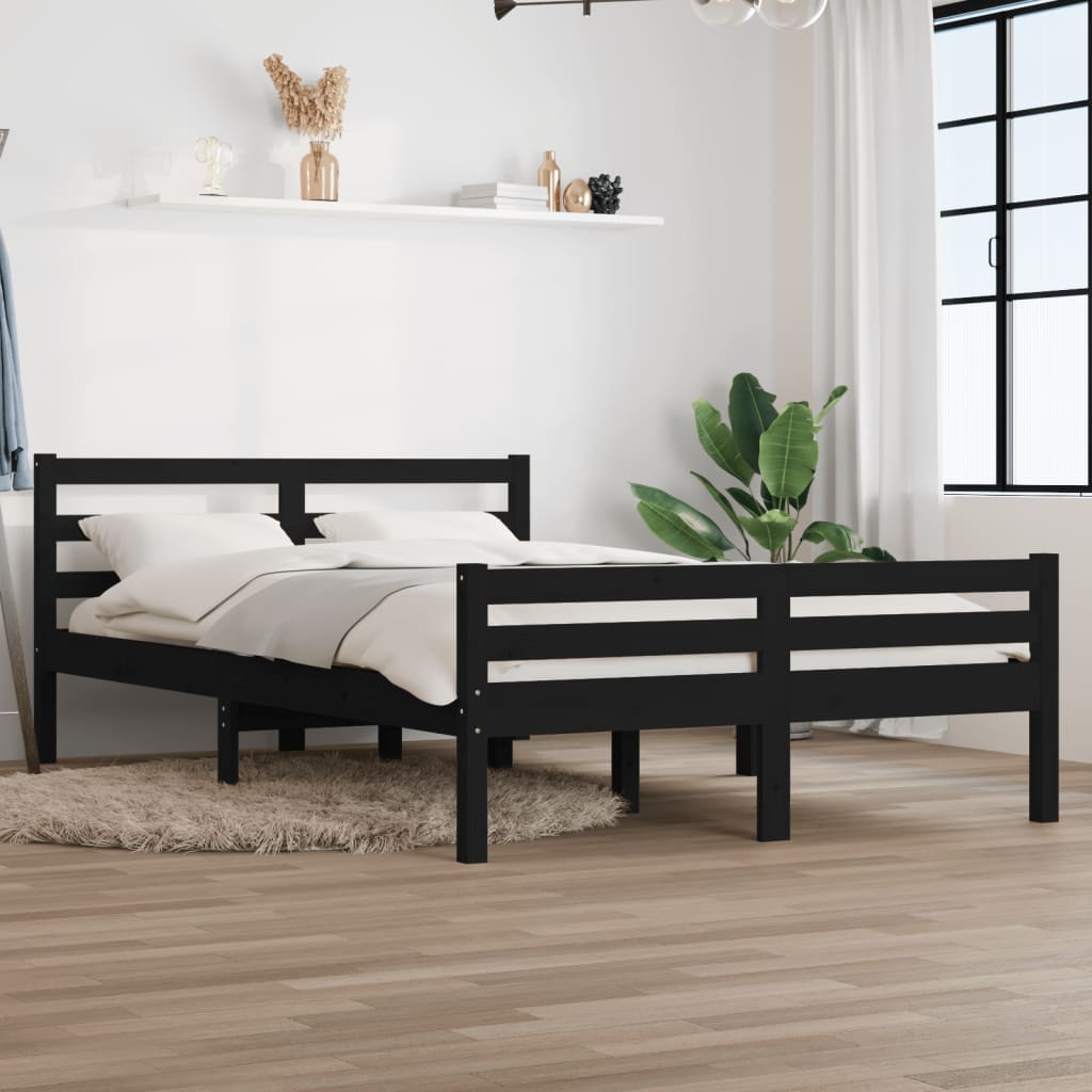 Berkfield Bed Frame Black Solid Wood 120x200 cm