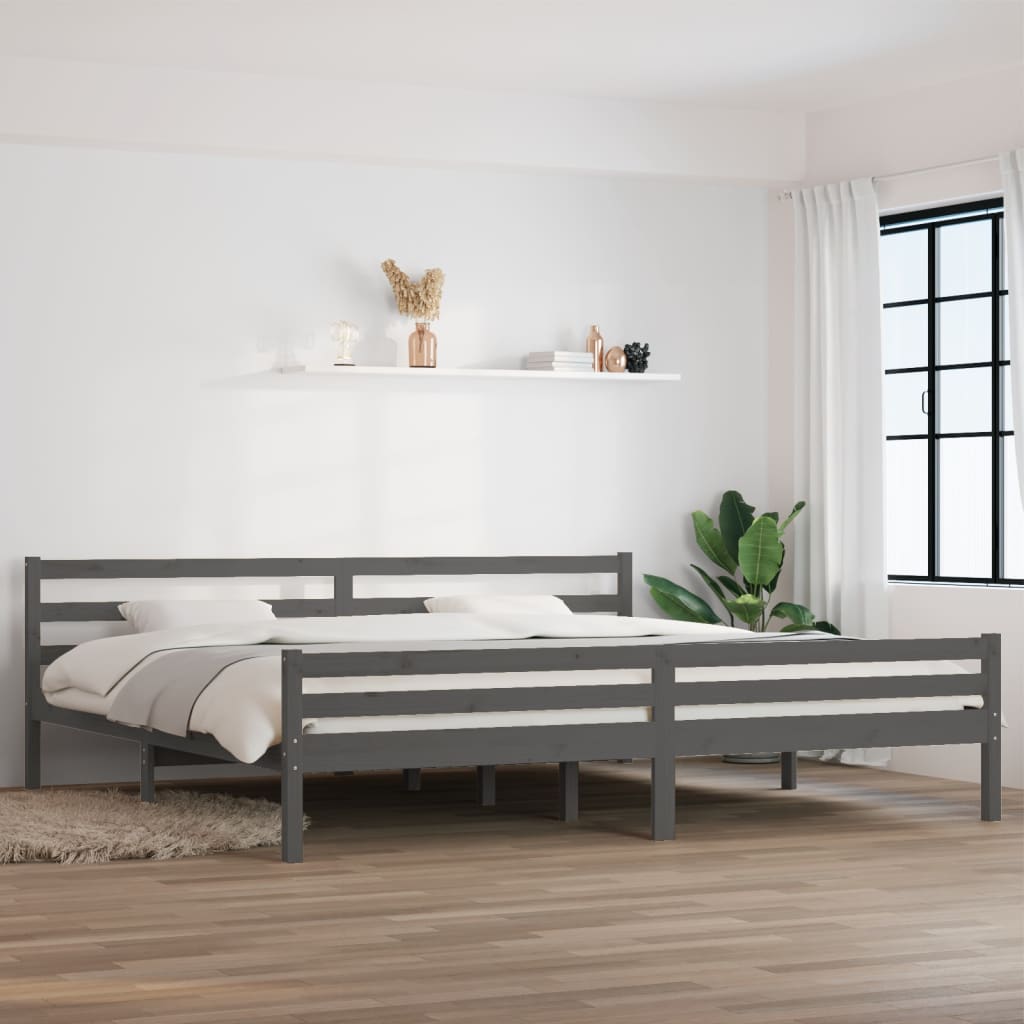 Berkfield Bed Frame Grey Solid Wood 180x200 cm Super King Size