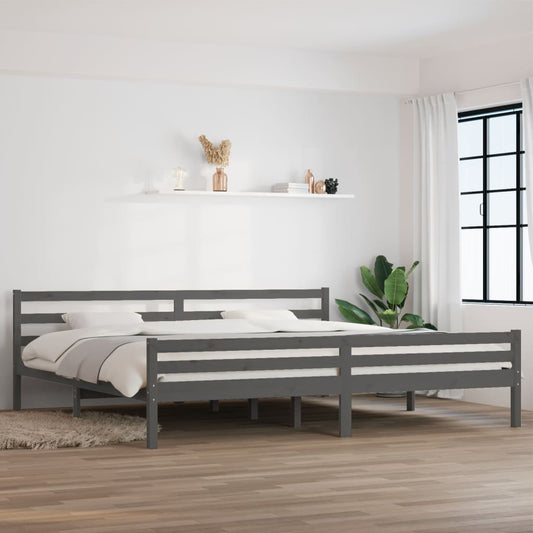 Berkfield Bed Frame Grey Solid Wood 200x200 cm