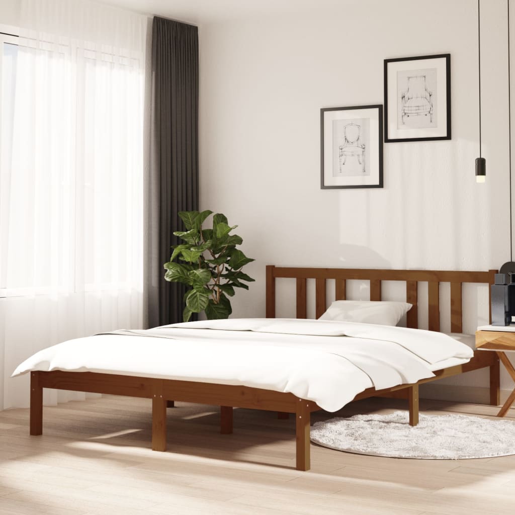 Berkfield Bed Frame Honey Brown Solid Wood 135x190 cm Double