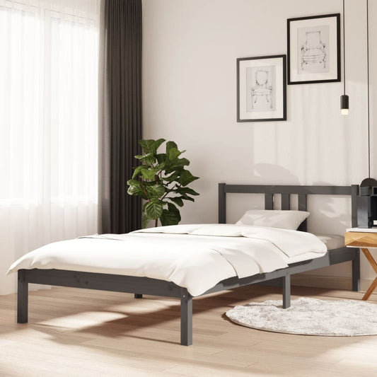 Berkfield Bed Frame Grey Solid Wood 100x200 cm