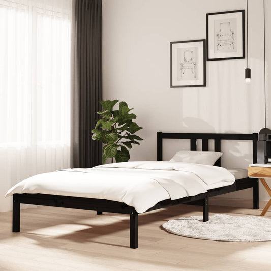 Berkfield Bed Frame Black Solid Wood 100x200 cm